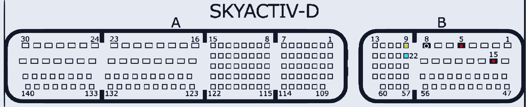 Распиновка 1N83M SKYACTIV-D (Mazda Gen4, дизель) — схема разъёма