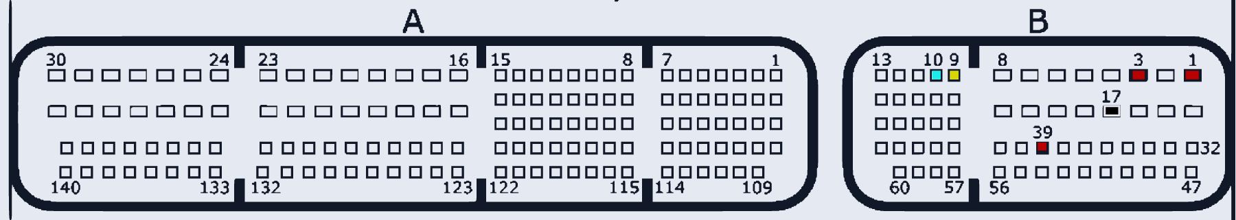 Распиновка Toyota 2AR-FE/2TR-FE (A/B connector) — схема разъёма