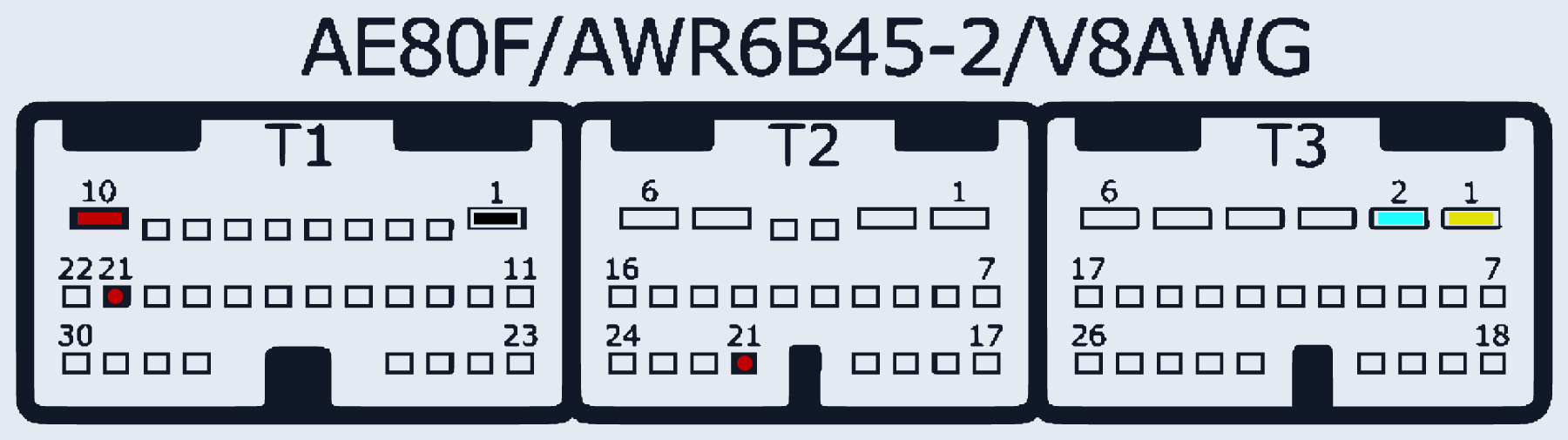 Распиновка AE80F/AWR6B45-2/V8AWG TCU — схема разъёма