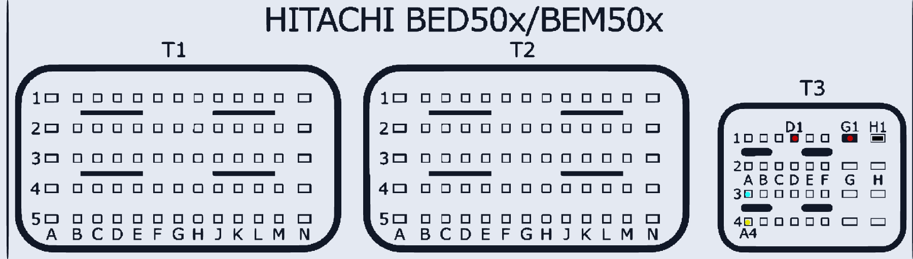 Распиновка Hitachi BED50x/BEM50x (Nissan) — схема разъёма