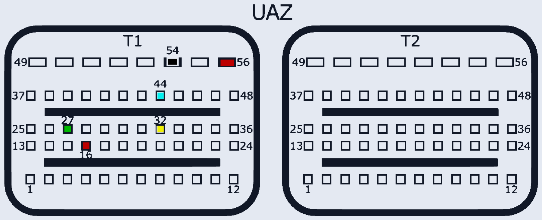 Распиновка Bosch ME17.9.71 TC1724 (UAZ) — схема разъёма
