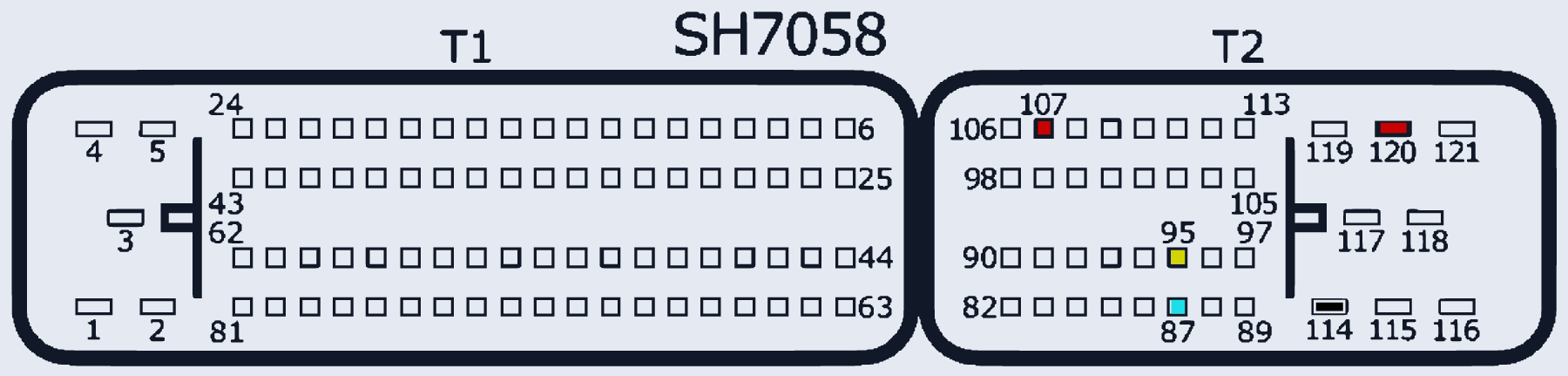 Распиновка Mitsubishi SH7058 — схема разъёма