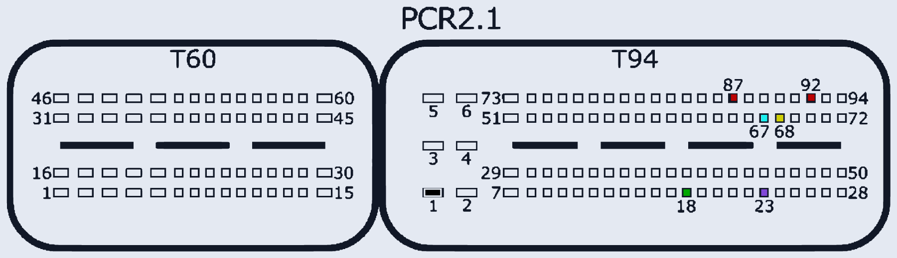 Распиновка PCR2.1 Bootloader (VAG) — схема разъёма