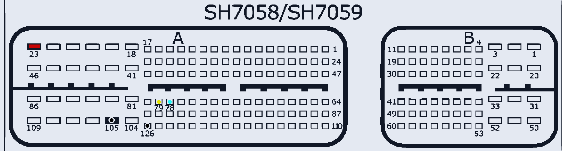 Распиновка Bosch SH7058/SH7059 (Isuzu NPR/NQR 5.2L, A/B) — схема разъёма