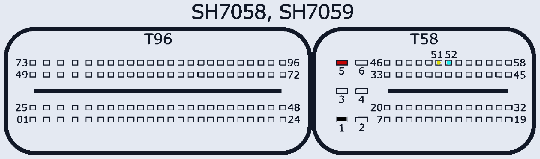 Распиновка Bosch SH7058/SH7059 (Diesel, T96/T58) — схема разъёма